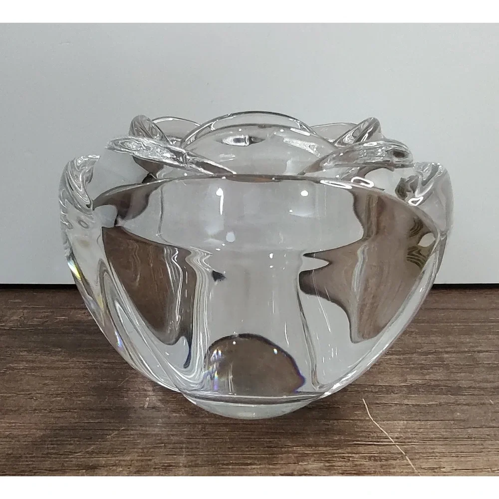 Crystal Flower Votive Candle Holder Vase Candlestick Glass Made Italy Capri